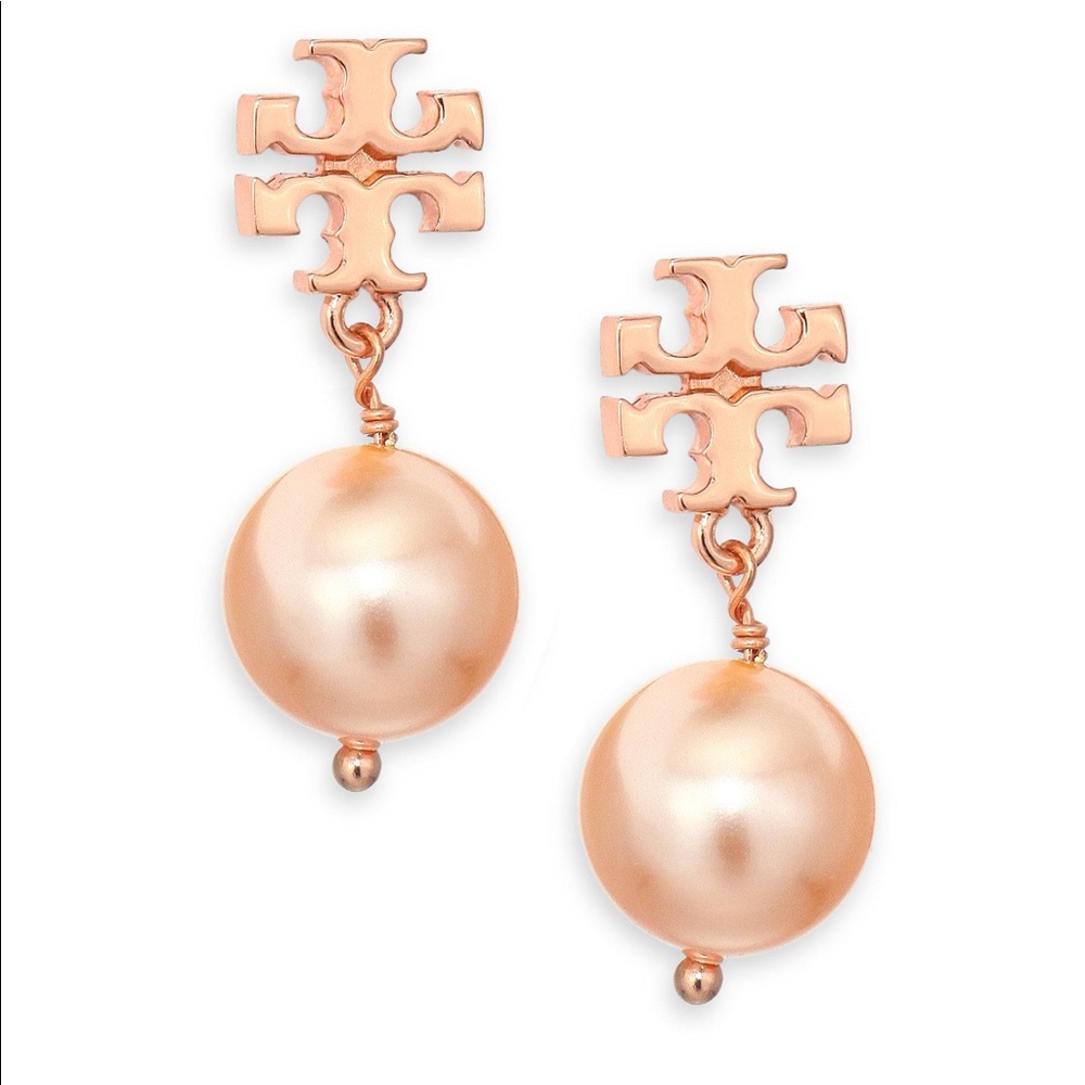 tory burch rose pearl drop earrings
